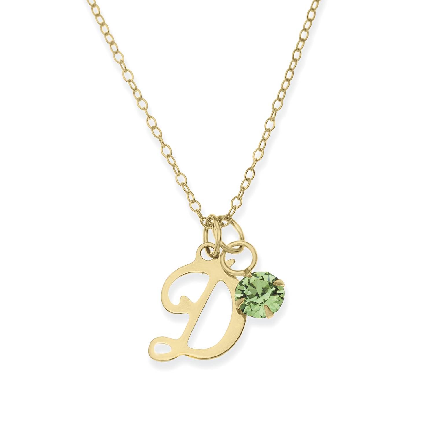 Personalized 10K Yellow Gold Single Initial with Crystal Birthstone Pendant, 18in. Chain - Northstyle Catalog