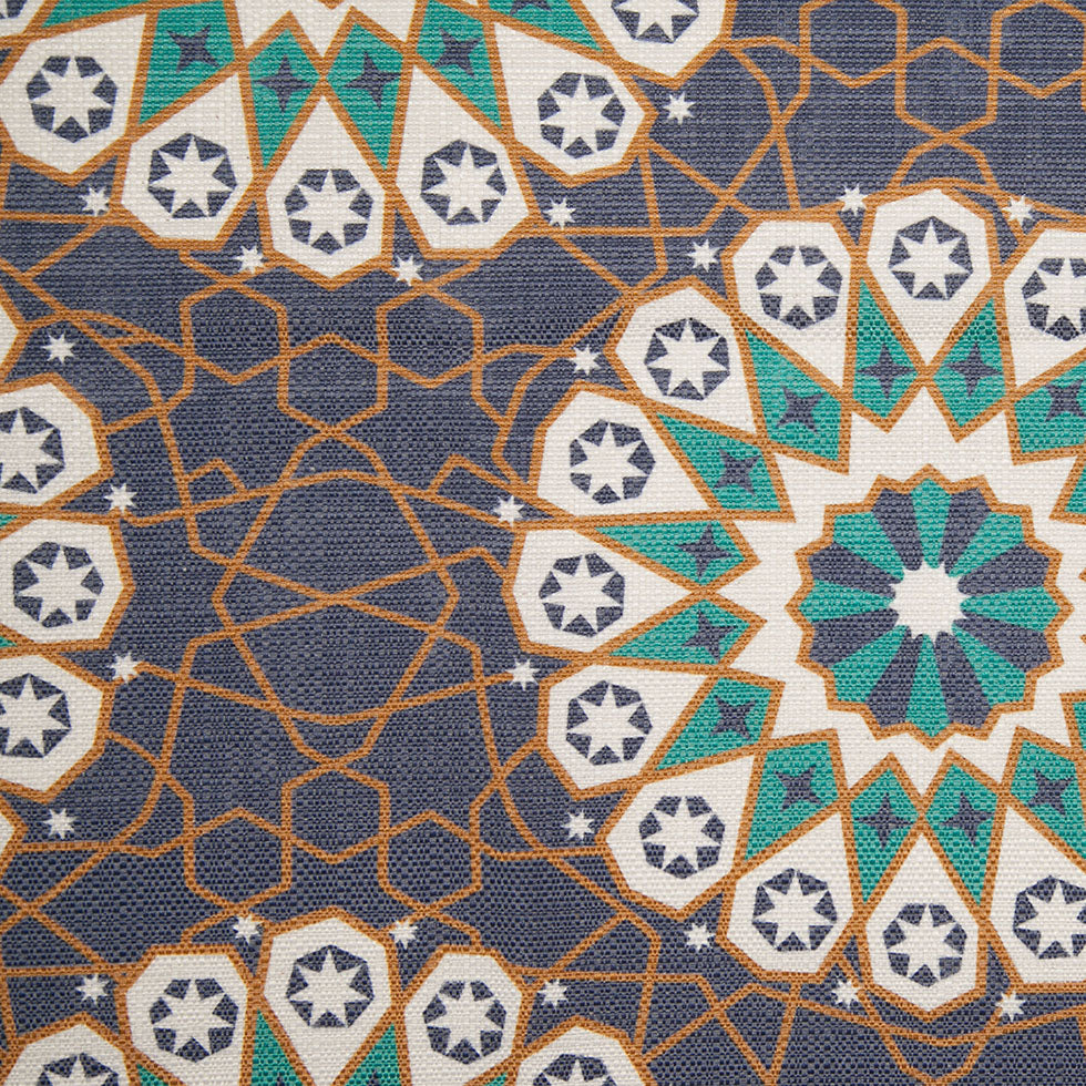 Spanish Aqua Geometric Poly/Cotton Canvas - Joann Fabrics