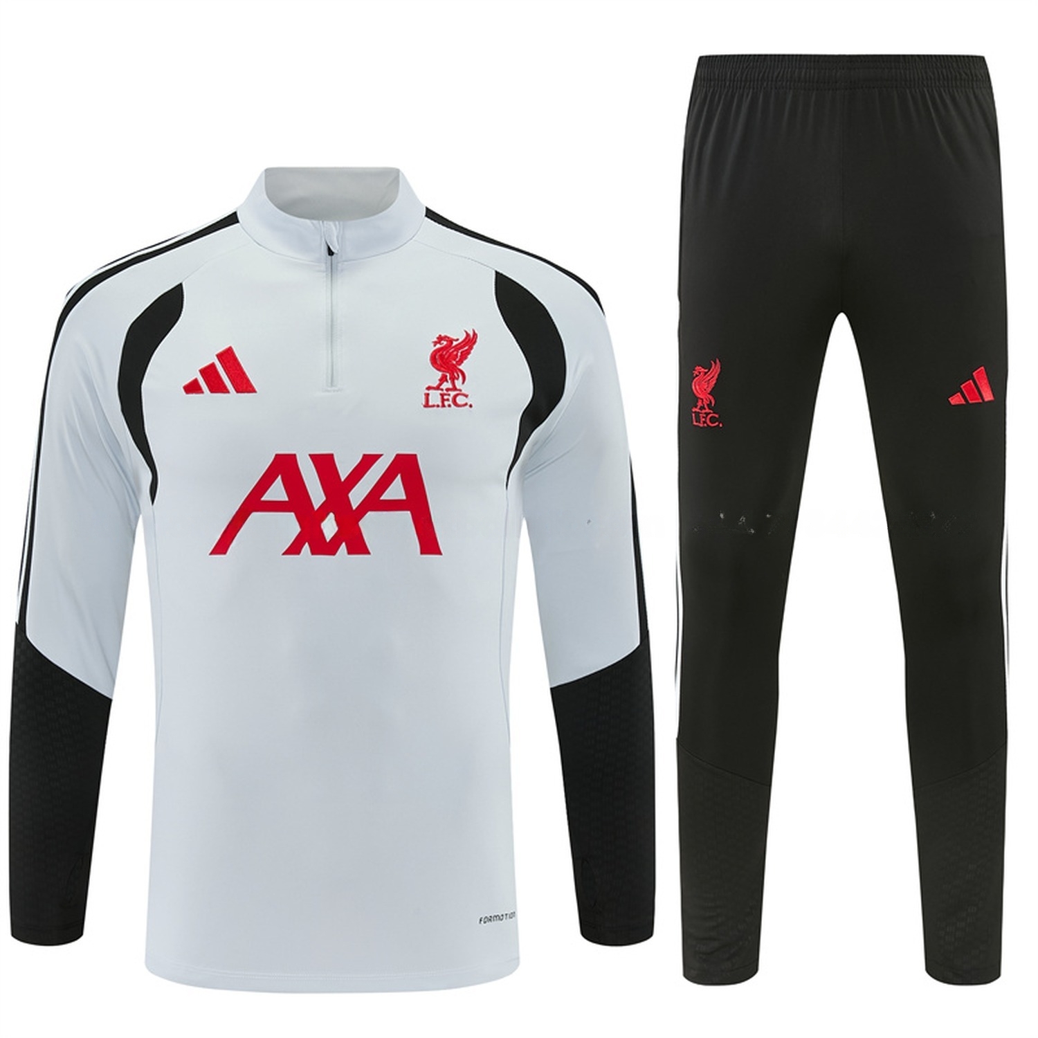 Liver.pool 26-27 Long Sleeve Training Set - Light Grey Top & Black Pants - UnitedFutballJersey
