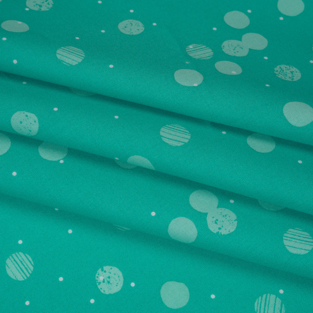 Printed Quilting Cotton by Ghazal Razavi for FIGO Studio - Mint Snow Textured Circles and Spots - Seasons Basics Collection - Joann Fabrics