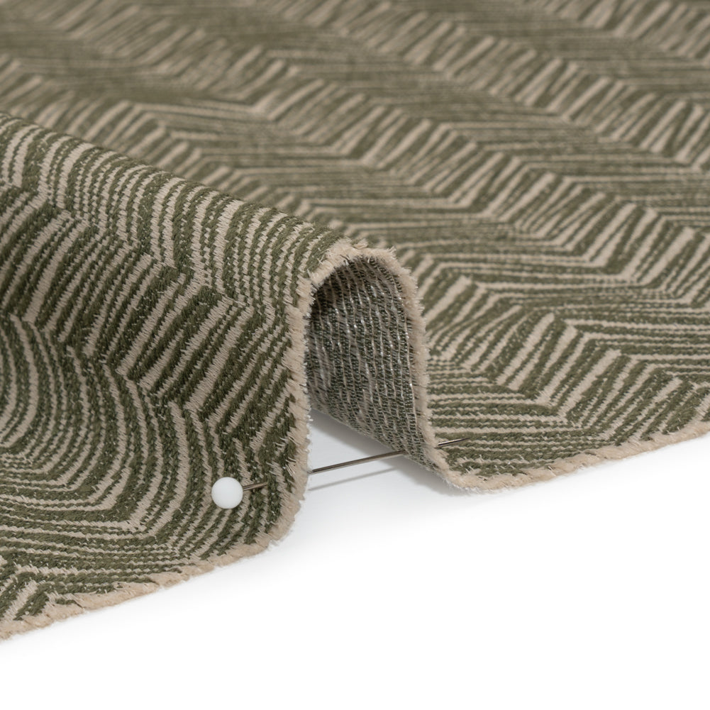 Herringbone Chevrons Recycled Polyester and Cotton Drapery Jacquard - Spruce - British Imported - Joann Fabrics