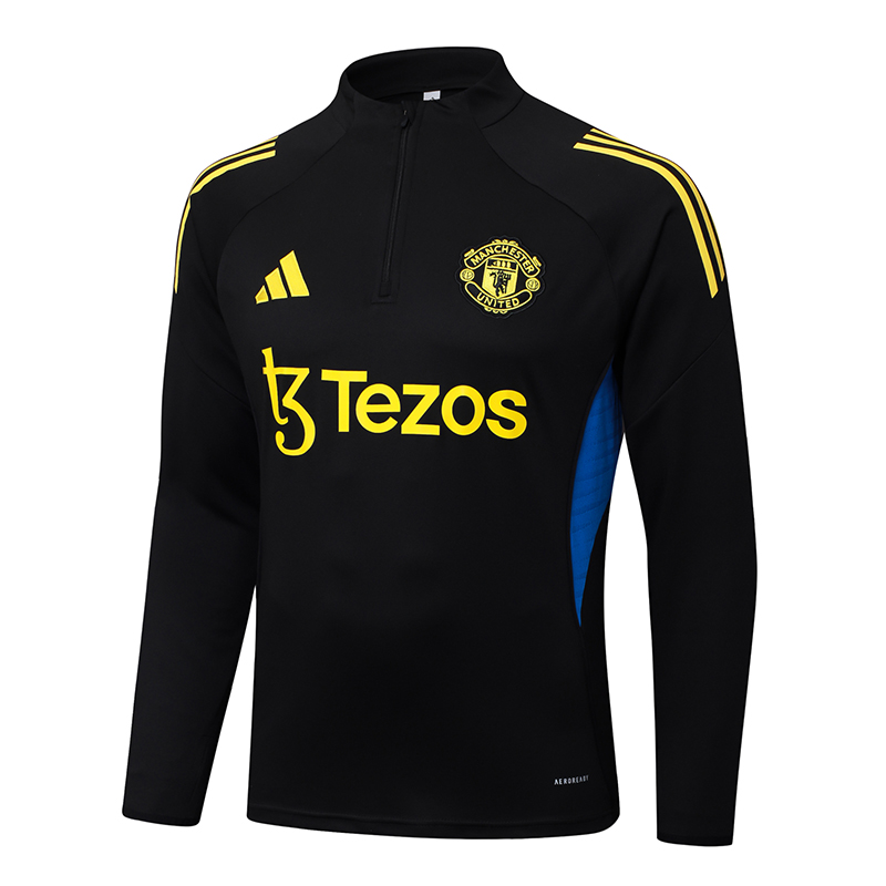 2025/2026 Manchester United Half-Pull Training Suit Black Football Shirt 1:1 Thai Quality Set