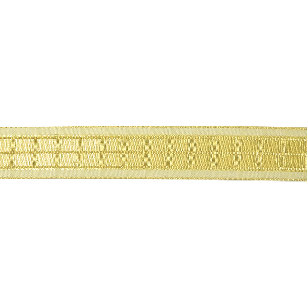Yellow Windowpane Checks and Sheer Borders Woven Ribbon - 0.625