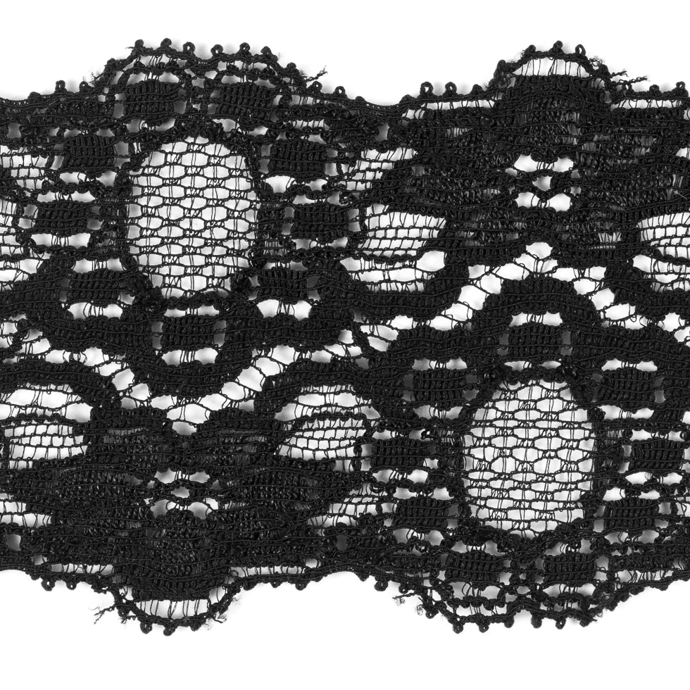 Black Stretch Lace Trim - 2.25