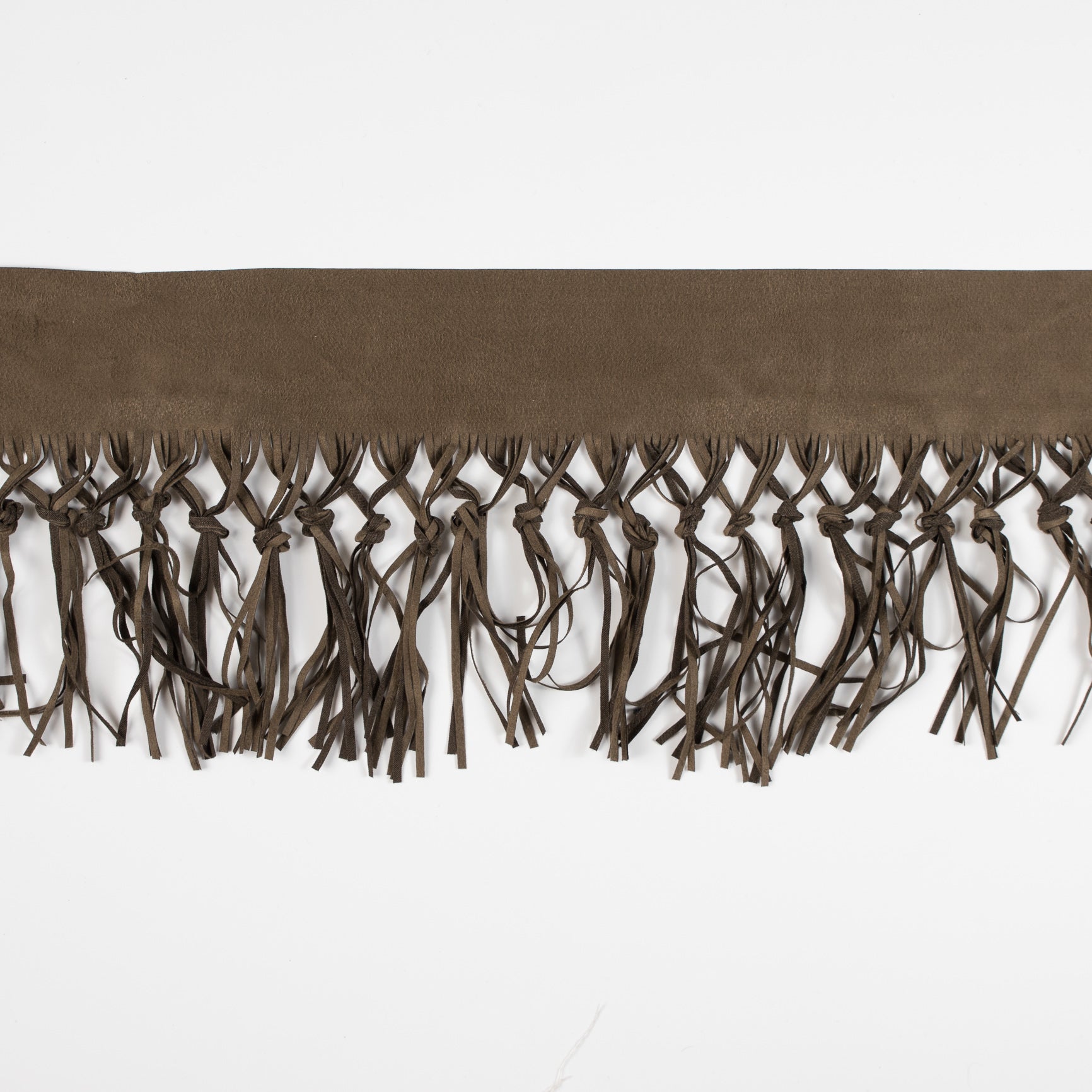 Italian Beige Suede Fringe with Knots - 8.5