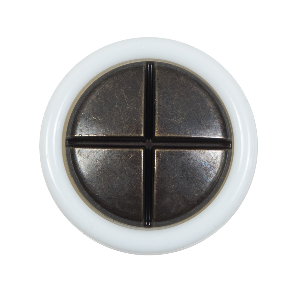 White and Antique Gold Plastic Shank Back Button - 44L/28mm - Joann Fabrics