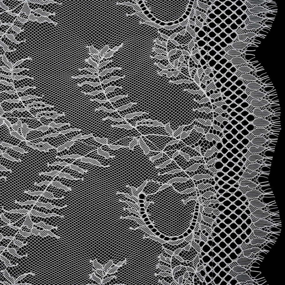 Raschel Lace Panel with Finished Edges - Ivory Delicate Leafy Vines on Net - Joann Fabrics