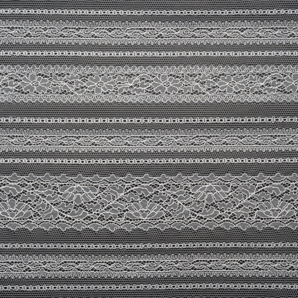 Re-Embroidered Nylon Lace - Bright White Floral Stripes - Joann Fabrics