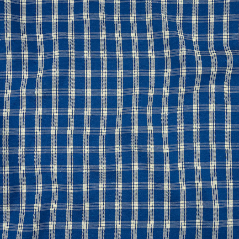 Famous Designer Italian Blue and White Plaid Viscose and Linen Woven - Joann Fabrics