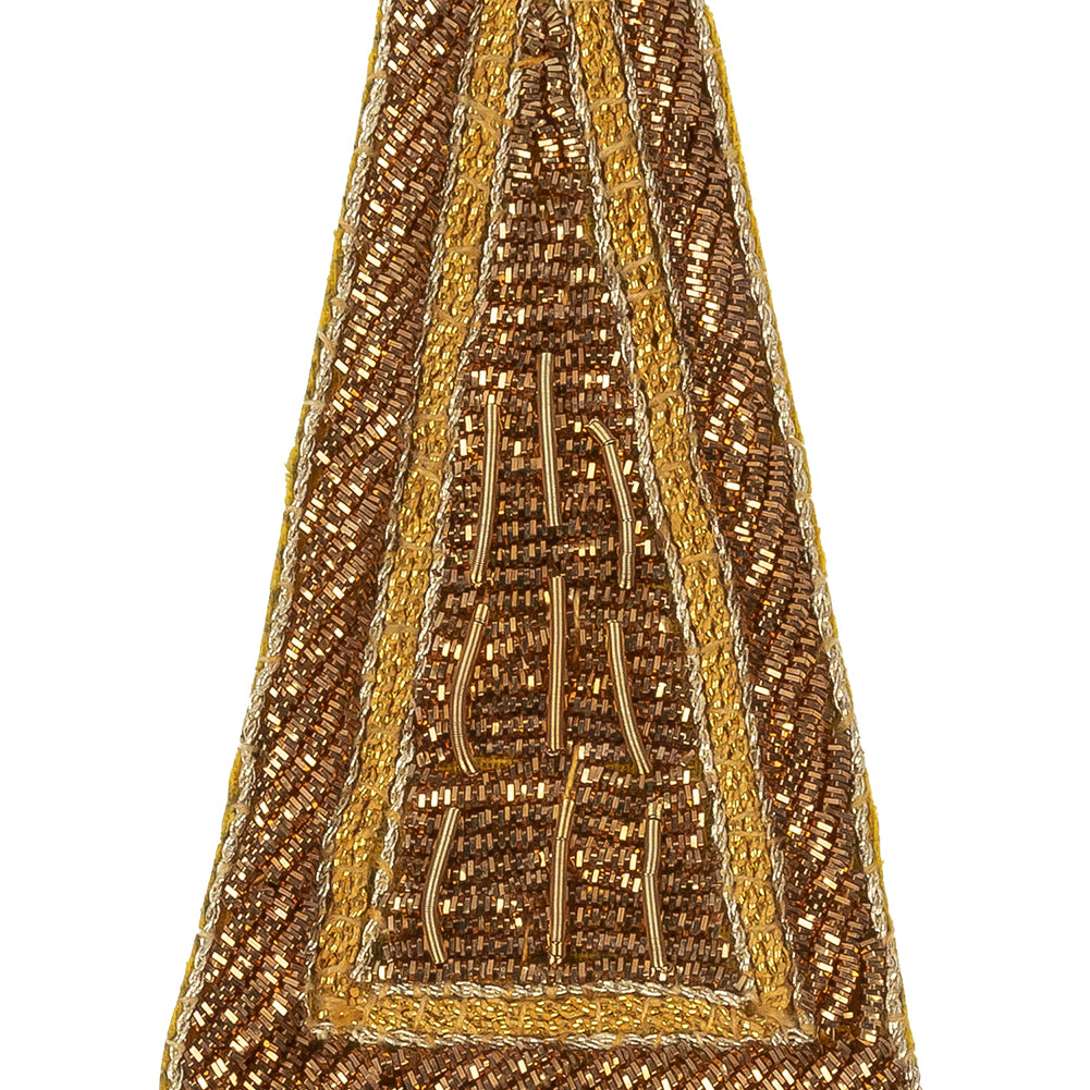 Vintage Metallic Gold Triangle Bullion Embroidered Applique - 5