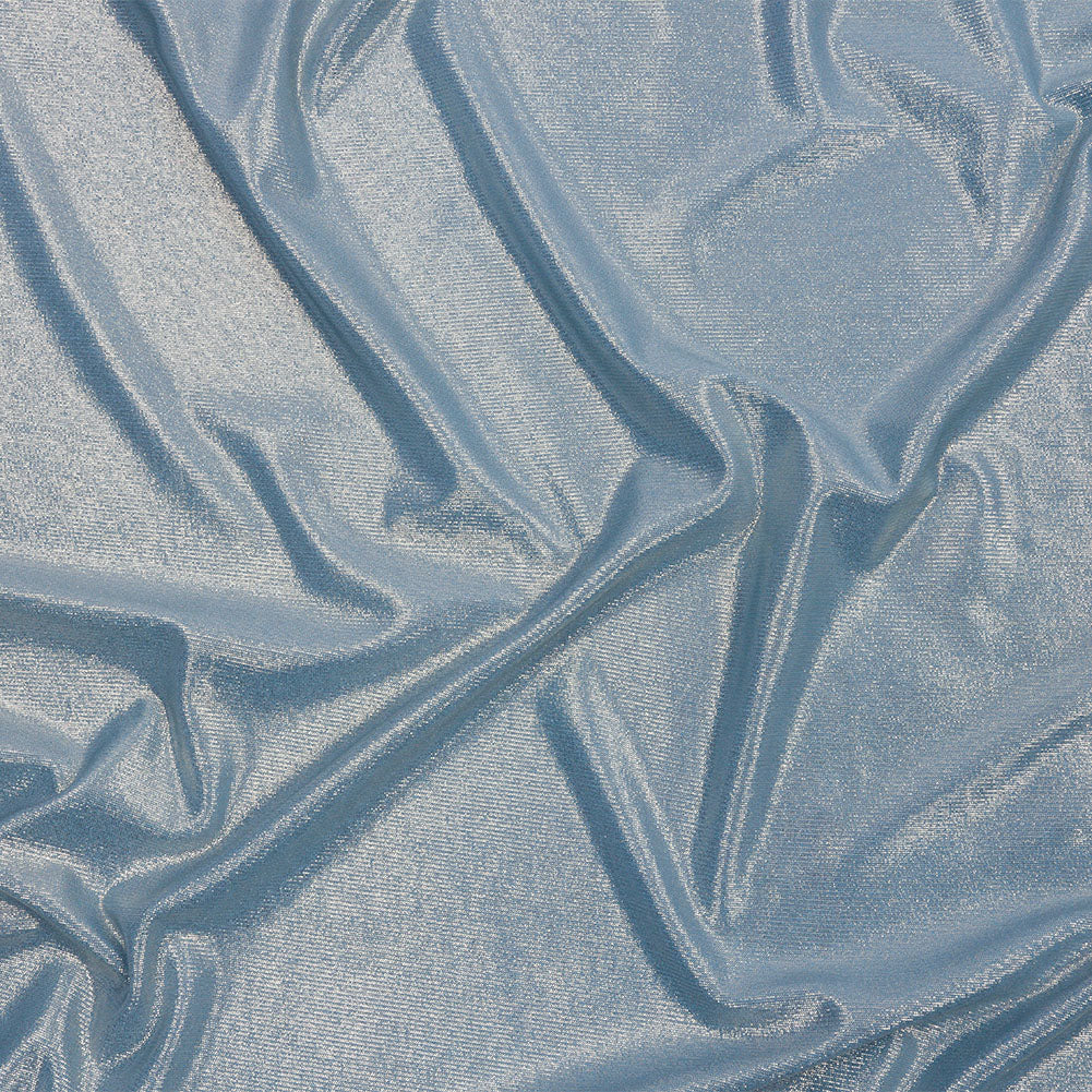 Foiled ITY Interlock Knit - Sky and Silver - Gaby Collection - Joann Fabrics
