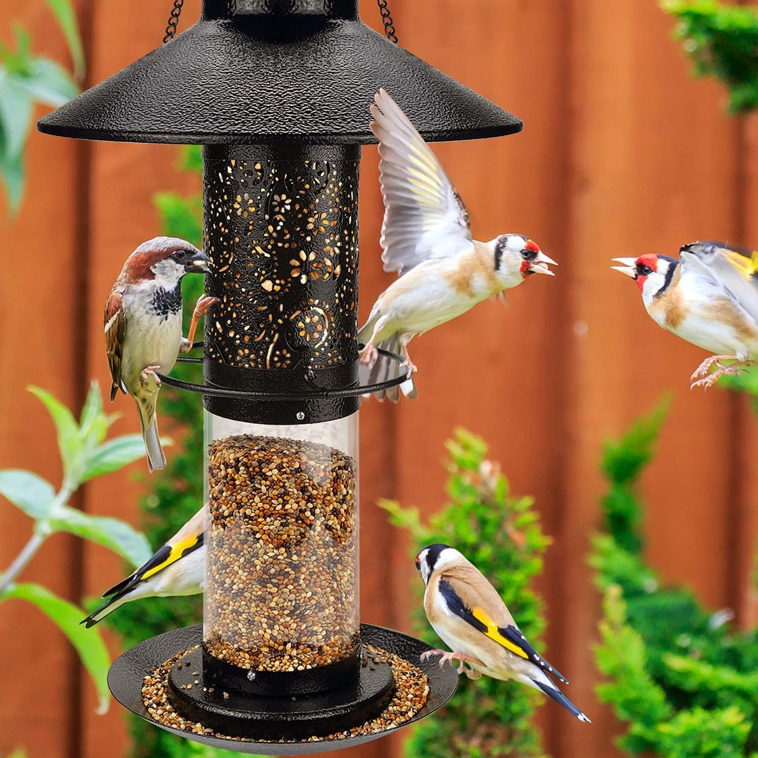 MIXXIDEA Solar Bird Feeder Heavy Duty Wild Bird Feeders Waterproof Tube