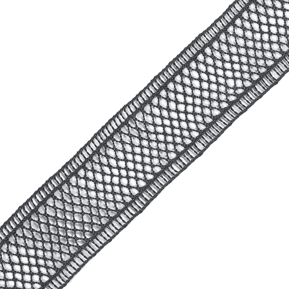 Charcoal European Cotton Crochet Trim - 1