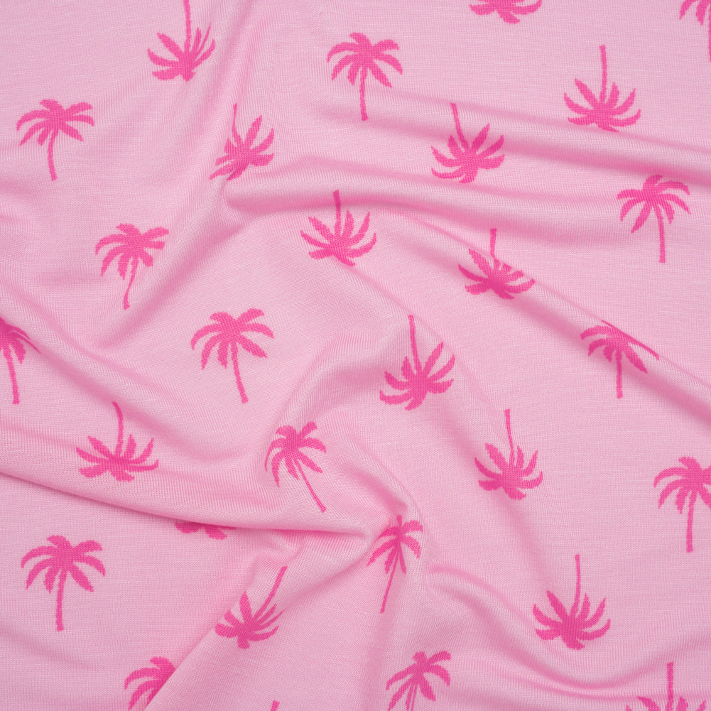 Stretch Rayon Jersey - Pink Tonal Palm Trees - Deadstock - Joann Fabrics