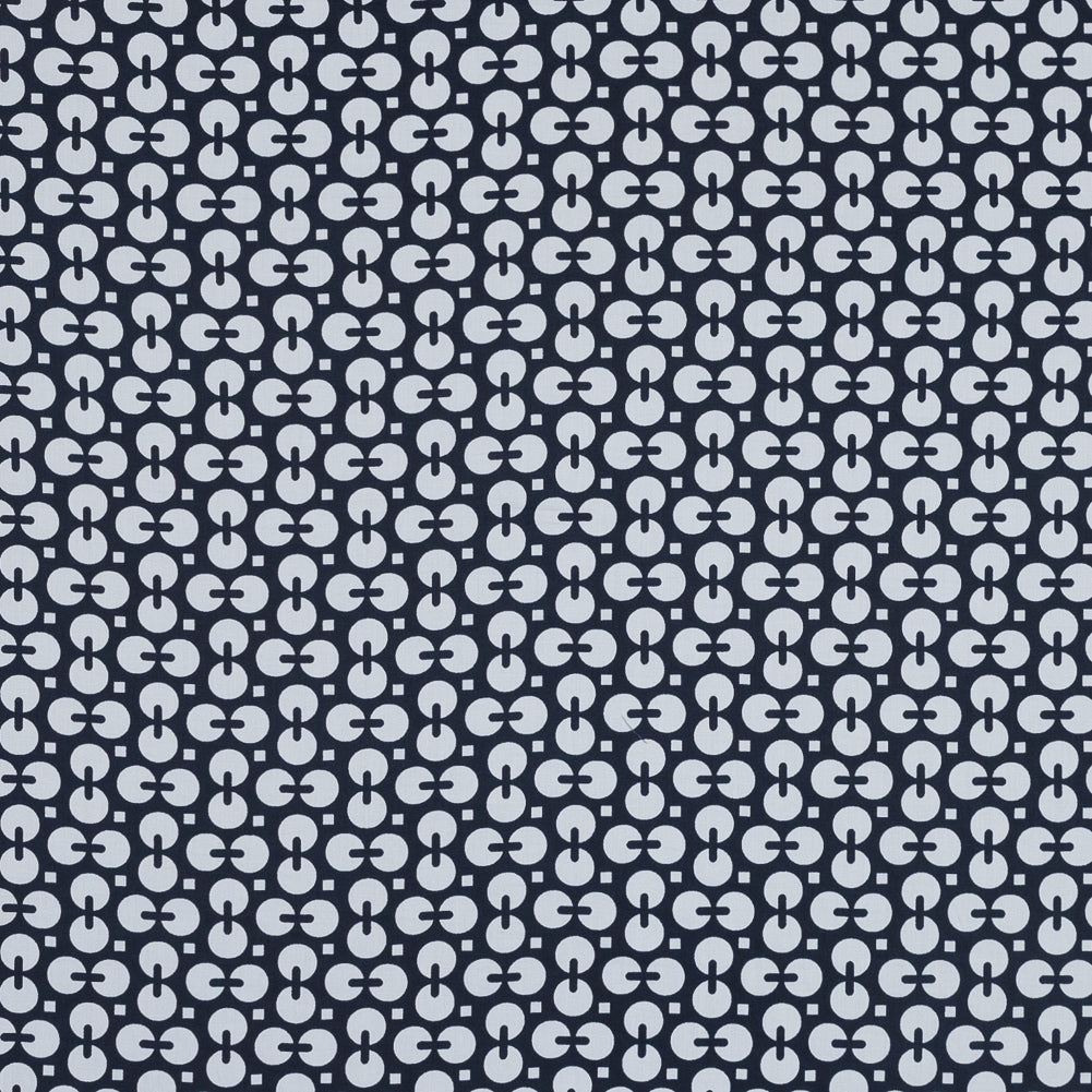 Navy and White Geometric Combed Cotton Sateen - Joann Fabrics