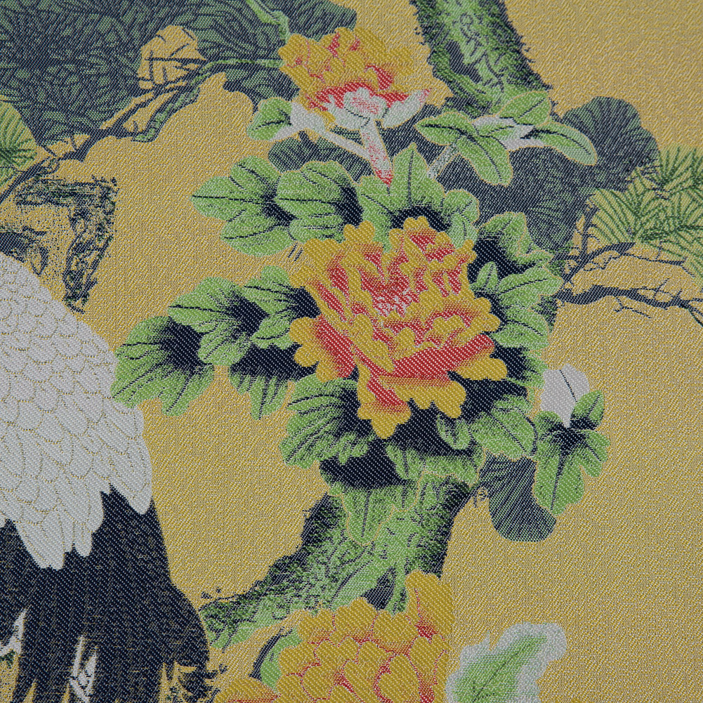 Yellow and Green Crane Jacquard Panel - Joann Fabrics
