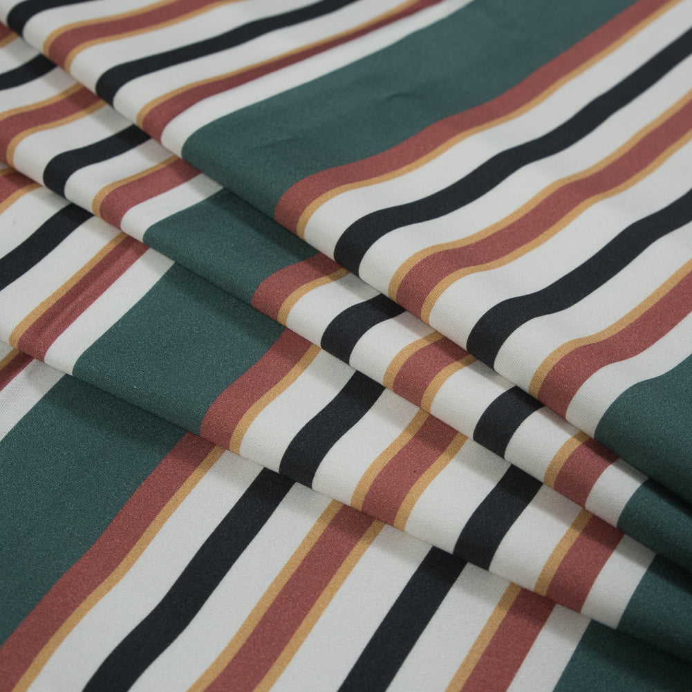 Stretch Cotton Sateen - Green and Brown Stripes - Reverence of Youth Print - Mood Exclusive Key Largo Collection - Joann Fabrics