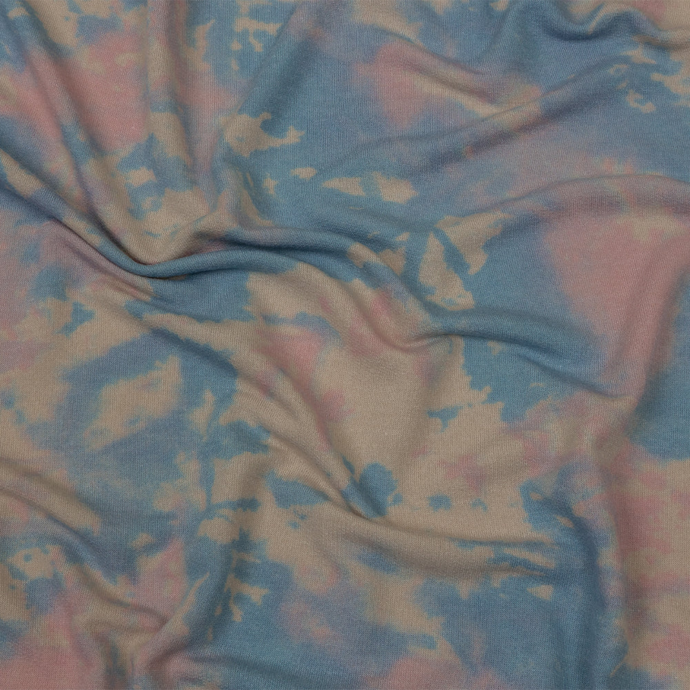 Beige, Blue and Pink Tie Dye Stretch Polyester and Rayon French Terry - Joann Fabrics