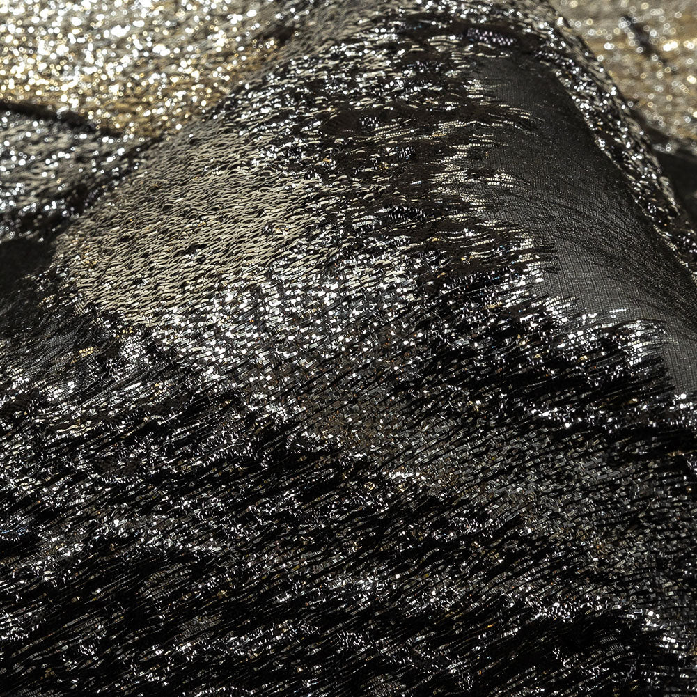 Metallic Silver, Gold and Black Oversized Flowers Luxury Burnout Brocade - Joann Fabrics