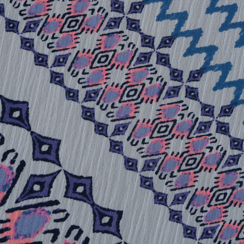 Purple, Florescent Pink and White Printed Crinkled Chiffon - Joann Fabrics