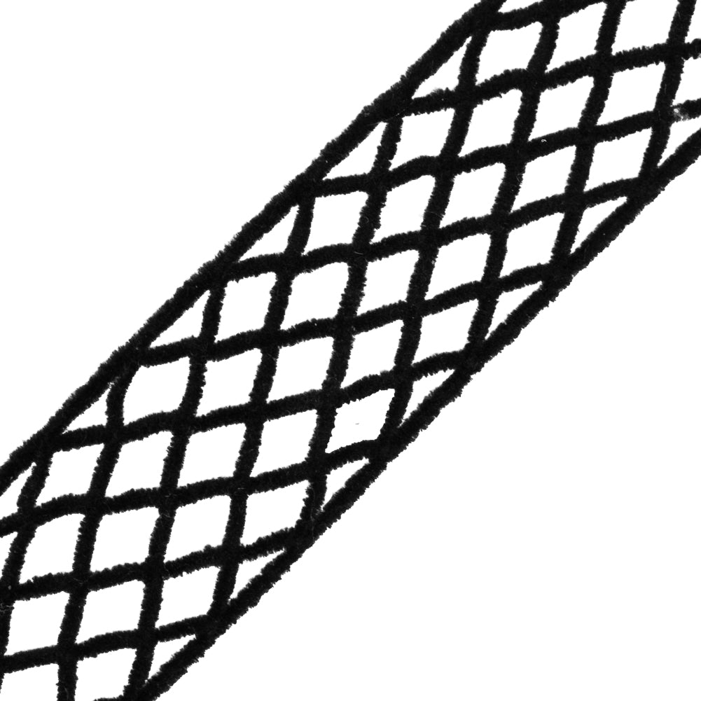 Black Criss Cross Chenille Trim - 1.5