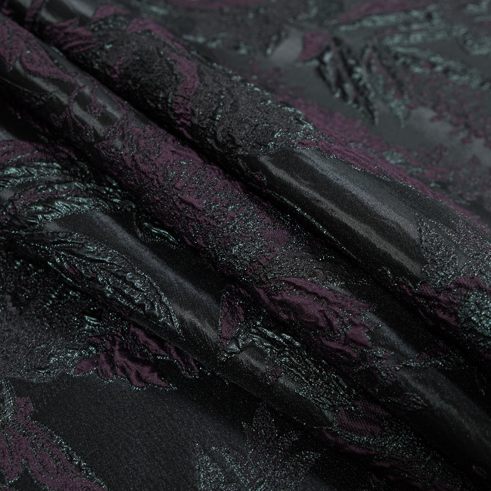 Aubergine and Forest Green Luxury Floral Metallic Brocade - Joann Fabrics
