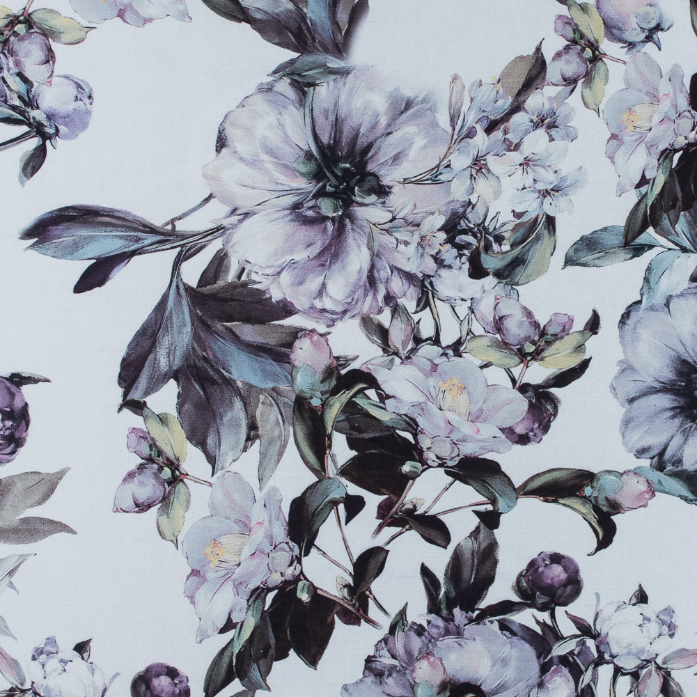 White and Evening Haze Digitally Printed Flowers on a Premium Mikado/Twill - Joann Fabrics