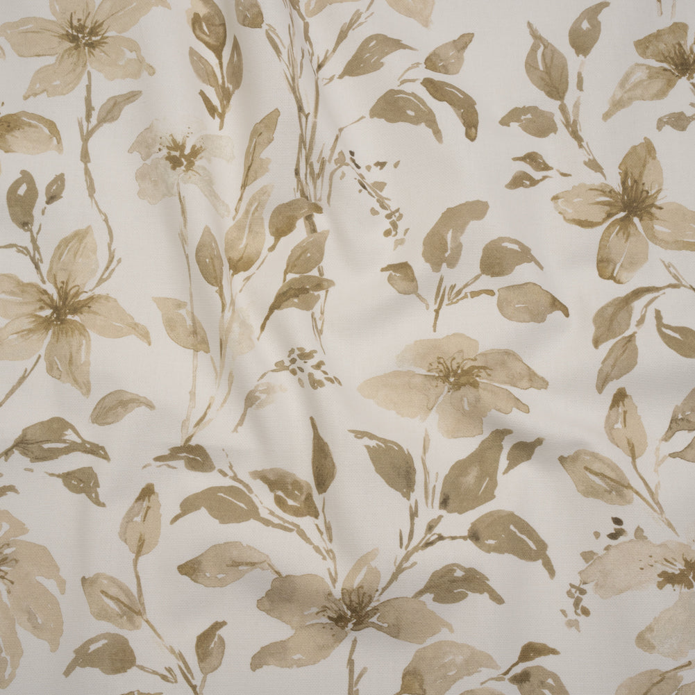 Printed Cotton Canvas - Flax Watercolor Floral Stems - British Imported - Joann Fabrics