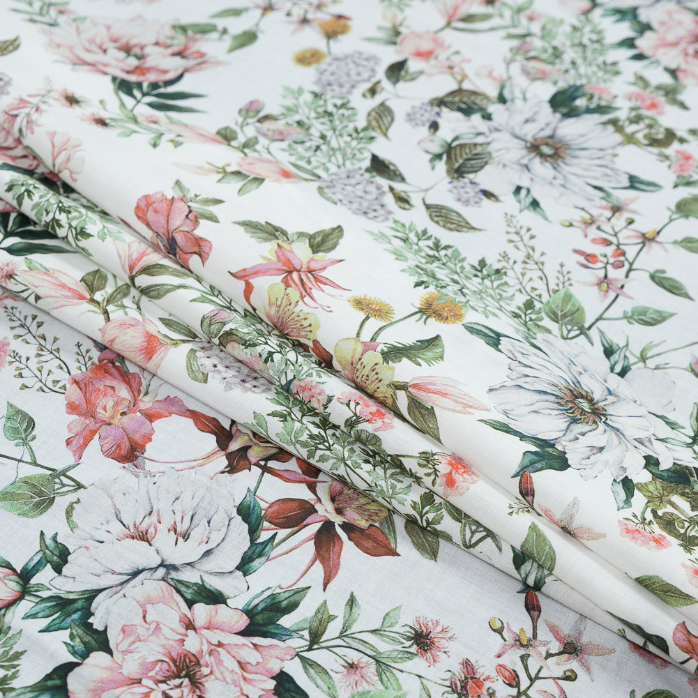 Cotton Voile - Pink and Green Floral - Les Fleurs de L'amour Print - Mood Exclusive Jacques Collection - Joann Fabrics