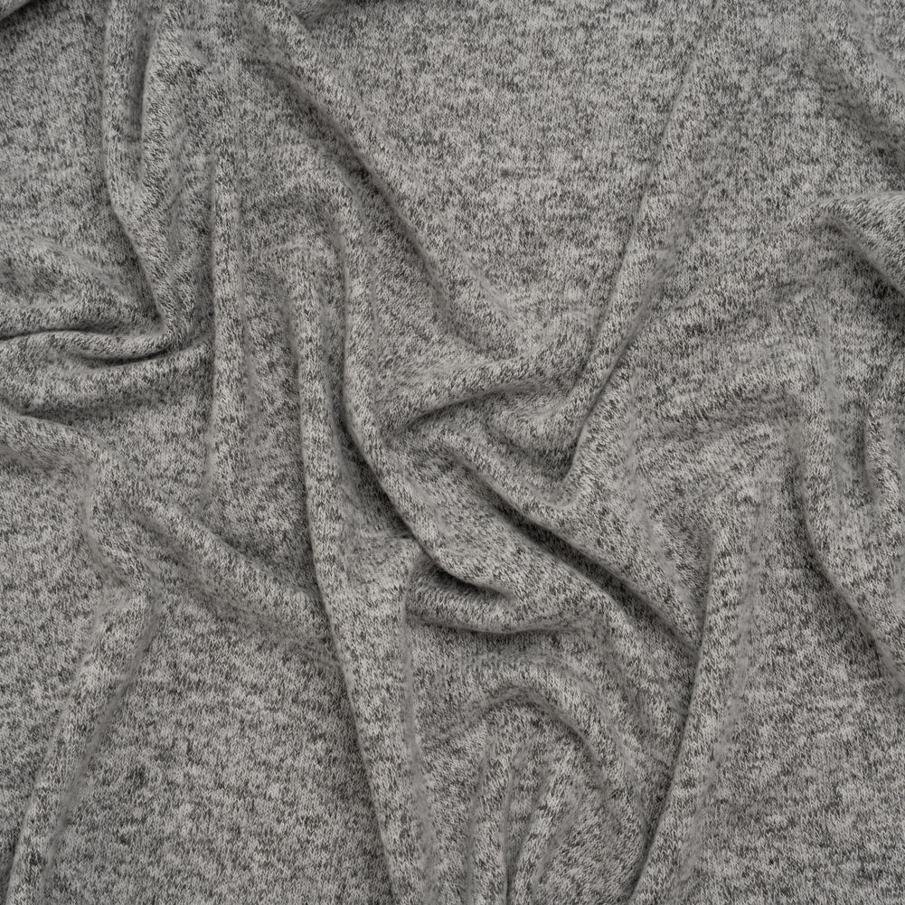 Cozy Brushed Stretch Rayon Sweater Knit - Heathered Light Gray - Deadstock - Joann Fabrics