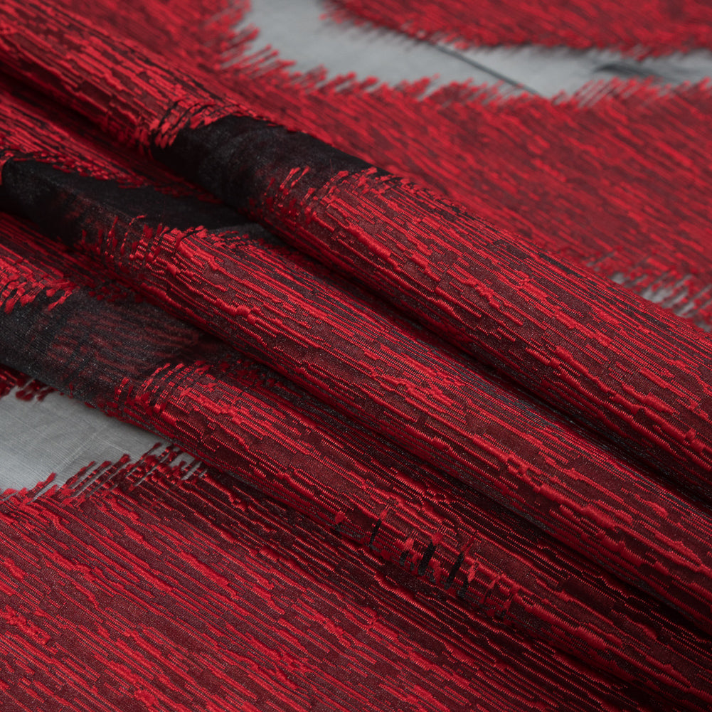 Organza Burnout Jacquard - Red Chevron - Joann Fabrics