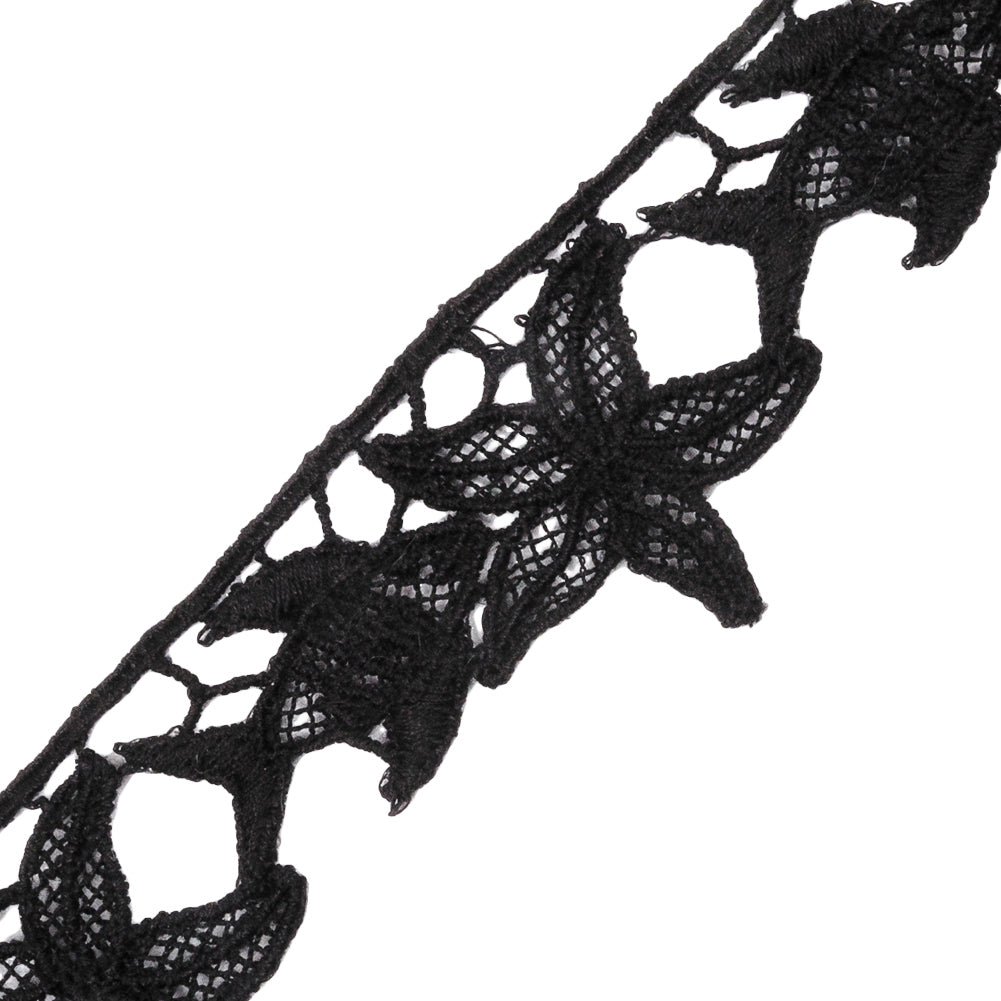 Black Starfish and Minnow Venise Lace Trim - 1.25