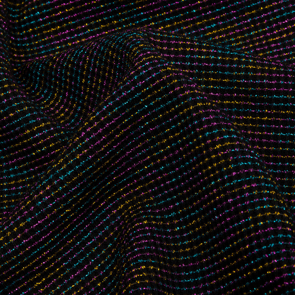 Black and Metallic Rainbow Stretch Rib Knit - Joann Fabrics