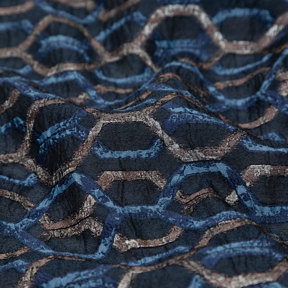 Metallic Eclipse and Silver Overlapping Hexagons Organza Brocade - Joann Fabrics