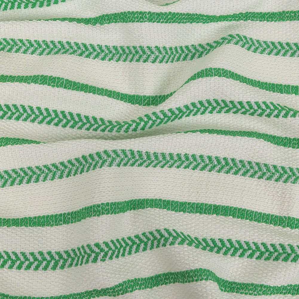 Italian White and Green Striped Hopsack Cotton Tweed - Joann Fabrics