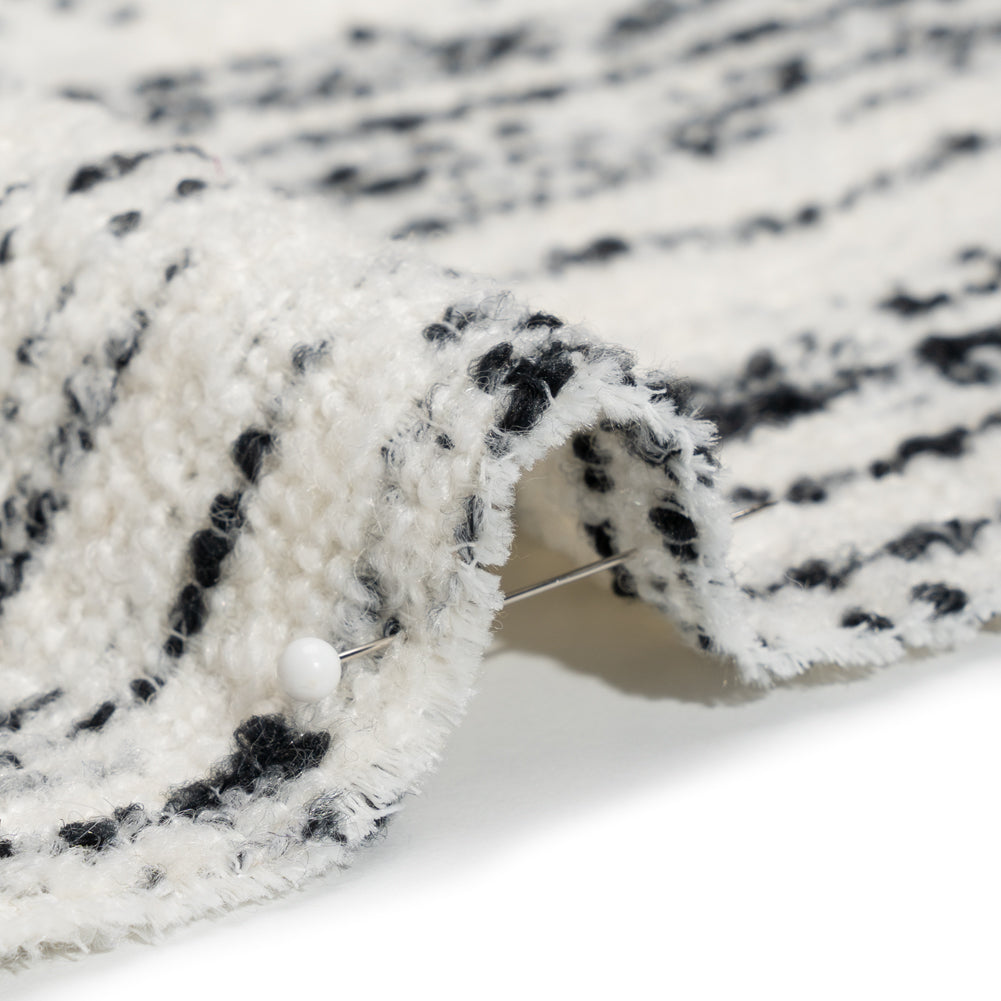 Ivory and Black Striated Wool and Polyester Boucle - Joann Fabrics