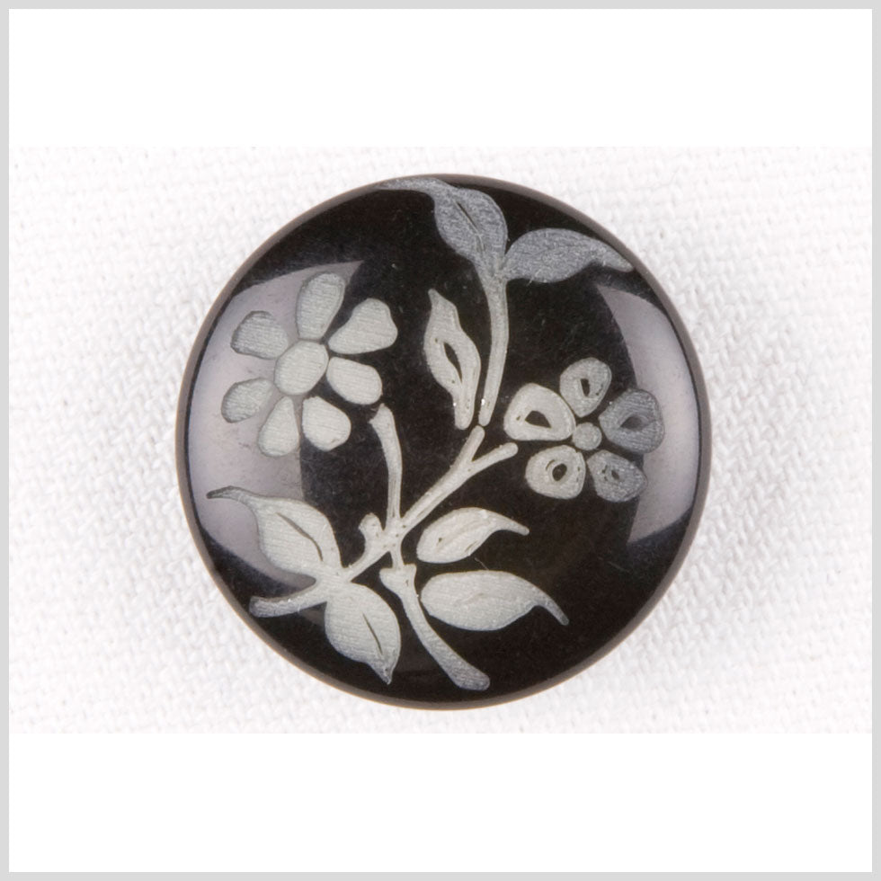 Black and Gray Floral Plastic Shank-Back Button - 36L/23mm - Joann Fabrics
