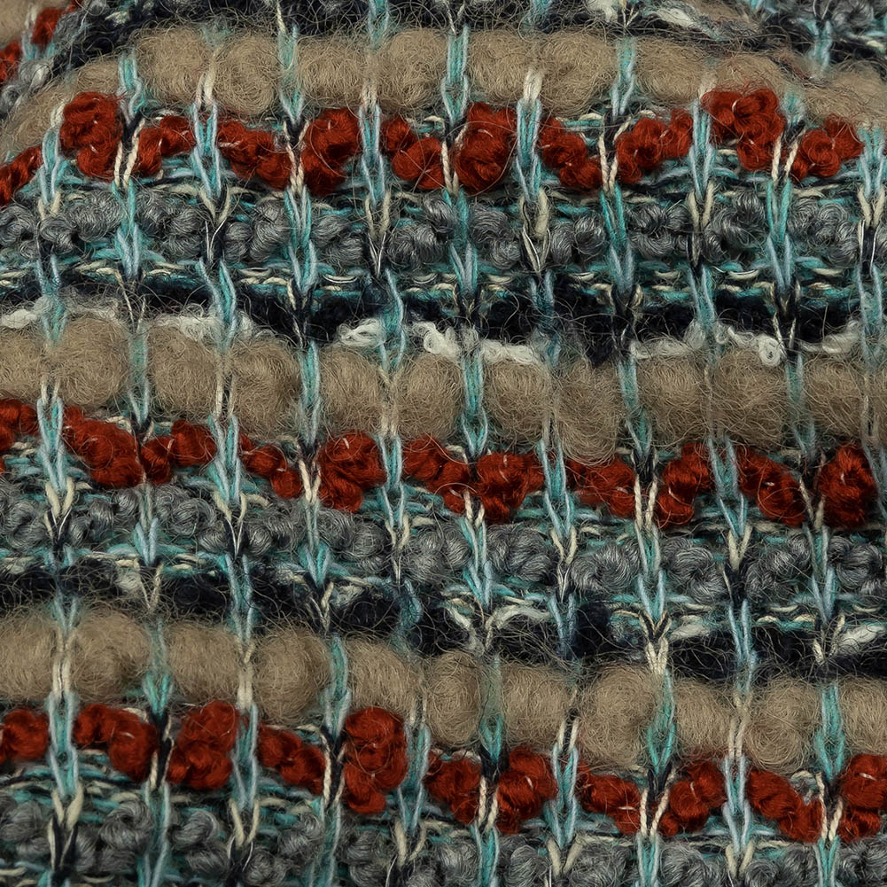 Gray, Beige and Burnt Orange Boucle Stripes Chunky Wool Blend Sweater Knit - Joann Fabrics