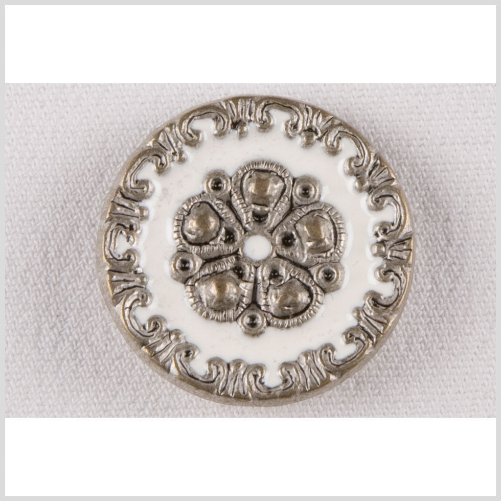 Silver and White Metal Coat Button - 40L/25.5mm - Joann Fabrics