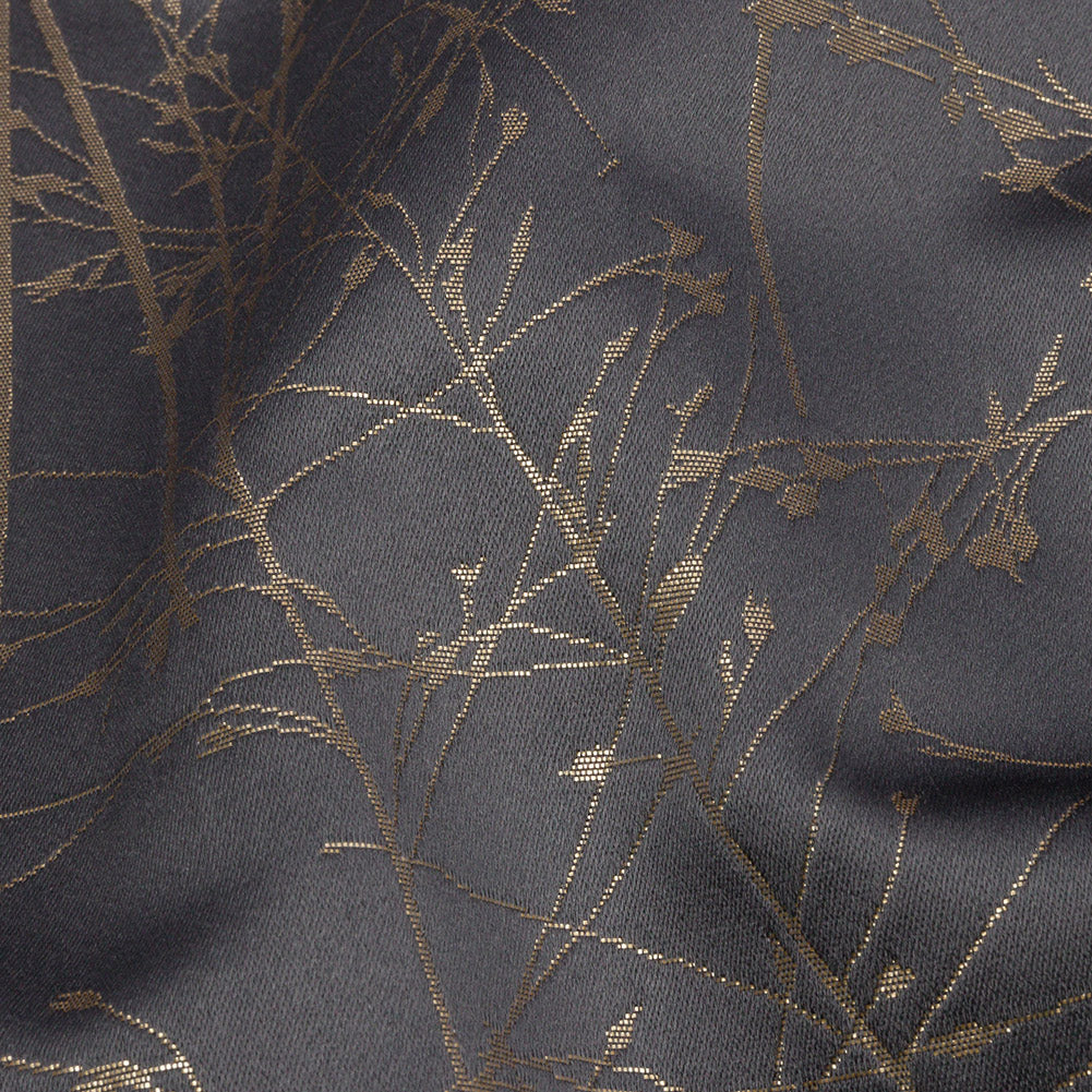 Metallic Satin-Faced Drapery Jacquard - Mole Delicate Grasses - British Imported - Joann Fabrics