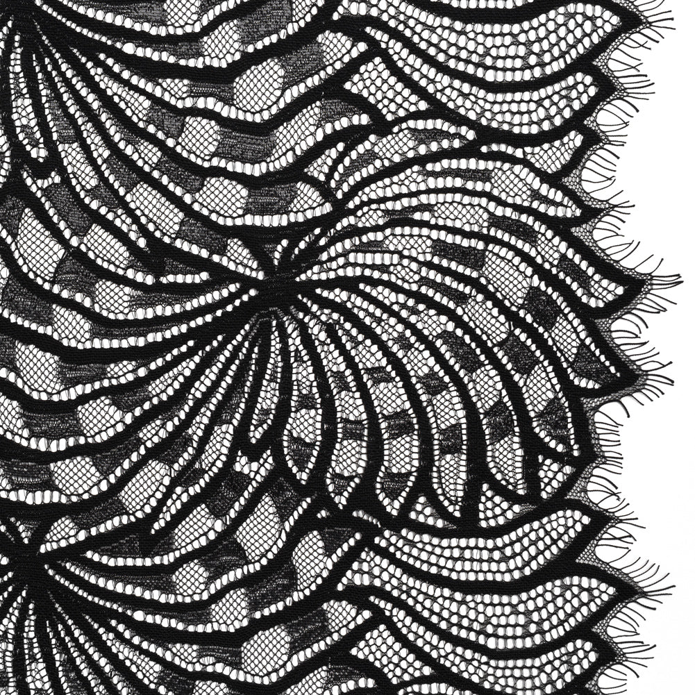 Metallic Nylon Lace with Finished Edges - Black Swirling Flowers - Joann Fabrics
