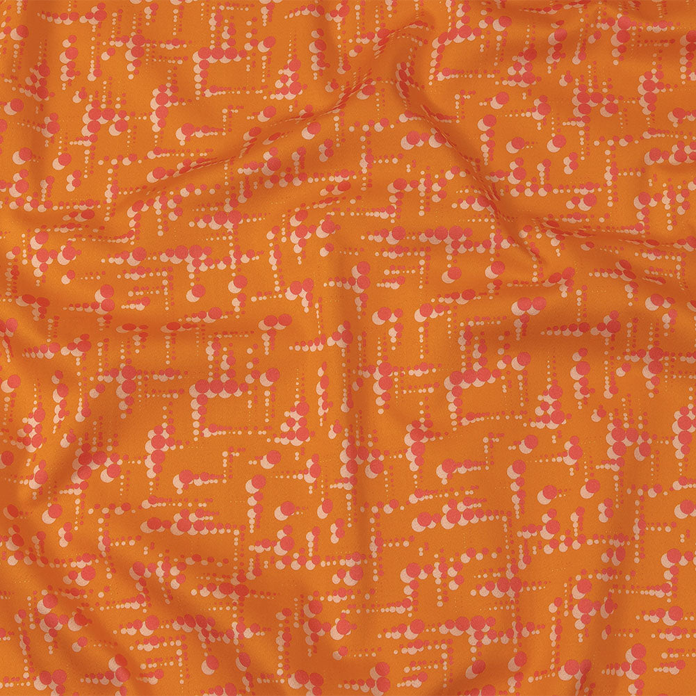 Stretch Cotton Sateen - Orange and Pink Dot Lines - Spot of Sunshine Print - Mood Exclusive Citrus Collection - Joann Fabrics