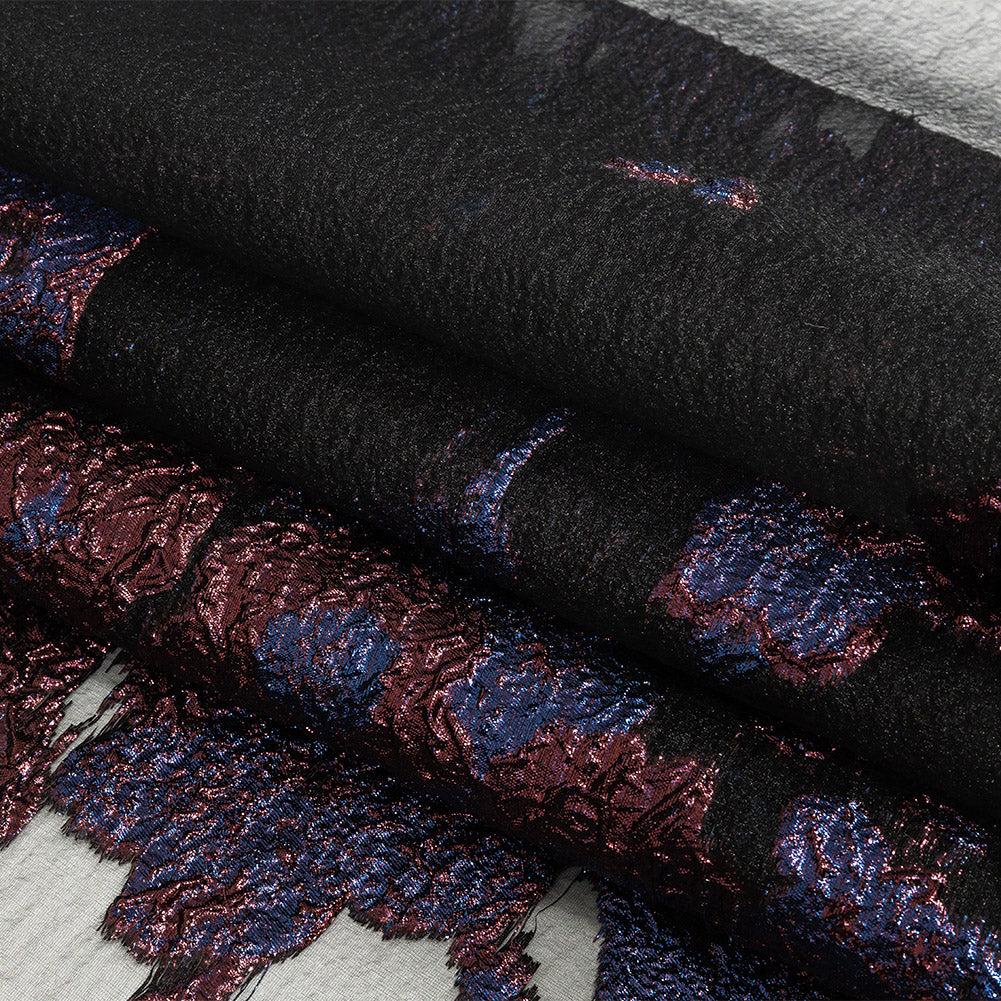 Metallic Royal, Burgundy and Black Abstract Luxury Burnout Brocade - Joann Fabrics