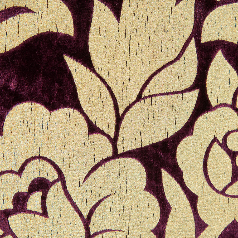 Royal Purple Velvet with Royal Gold Foil Floral Design - Joann Fabrics