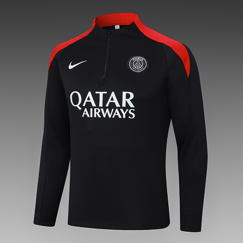 2024/2025 Psg Paris Saint-Germain Half-Pull Training Suit Black Set