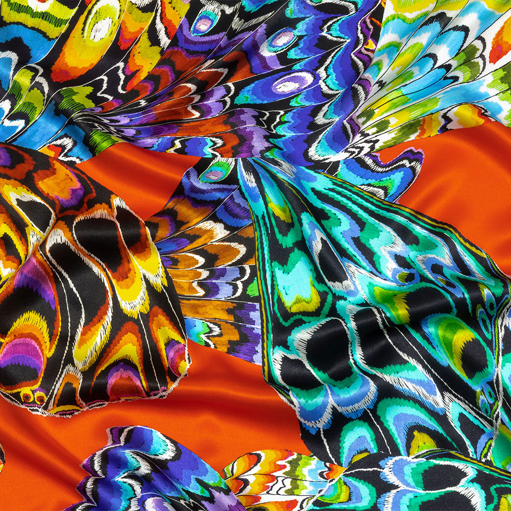Italian Red, Blue and Yellow Butterfly Wings Silk Charmeuse - Joann Fabrics