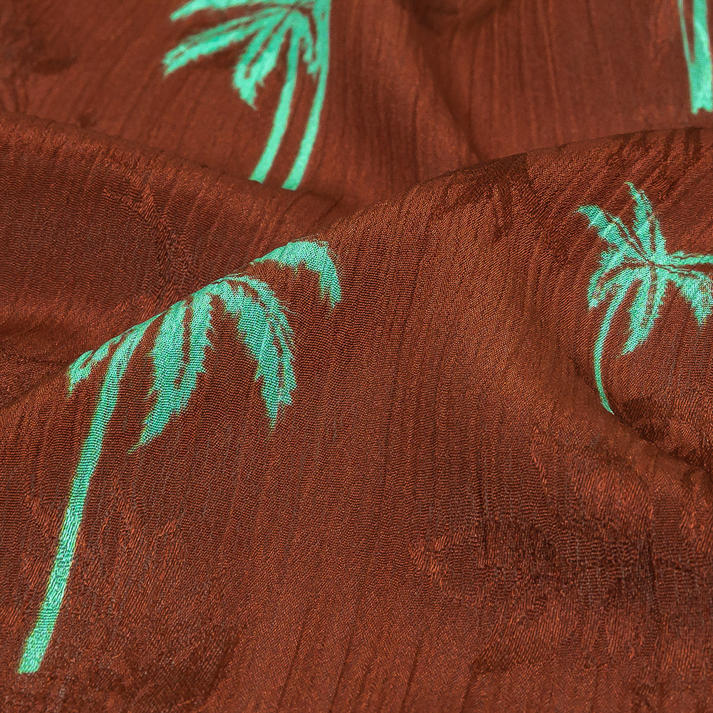 Crinkled Leafy Polyester Jacquard Print - Picante and Green Palm Trees - Mood Exclusive Palm Reading - Joann Fabrics