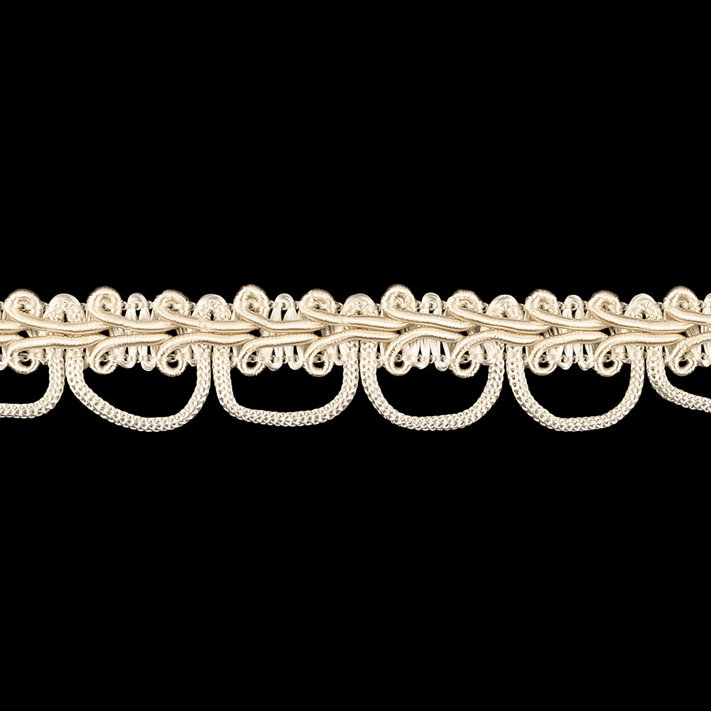 Sand Dollar and Pearled Ivory Gimp Braided Trim with Loops - 0.625