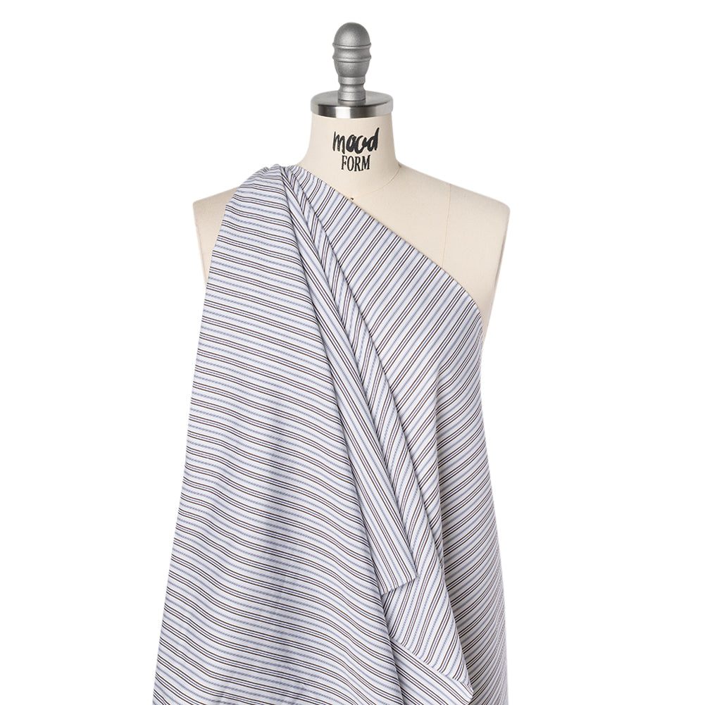 Cotton Shirting - Blue, Brown and White Ticking Stripes - Deadstock - Joann Fabrics