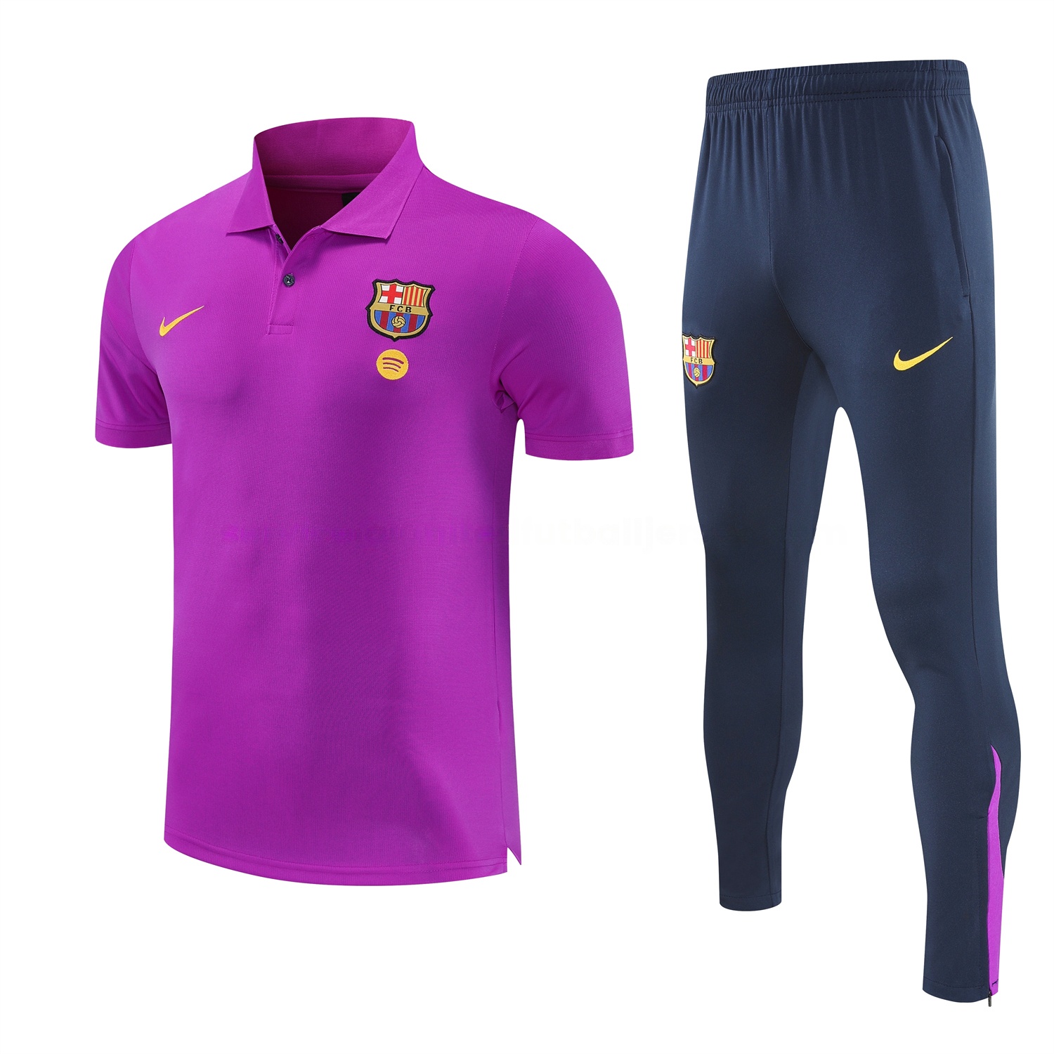 Barcelona 25-26 POLO Short-Sleeve Training Set - Purple Top and Dark Blue Pants - UnitedFutballJersey